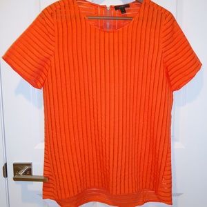 J. Crew bright orange sheer shadow stripe blouse